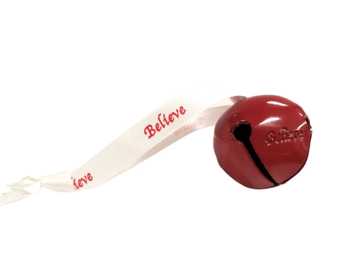Red Believe Sleigh Bell w/Velvet Bag