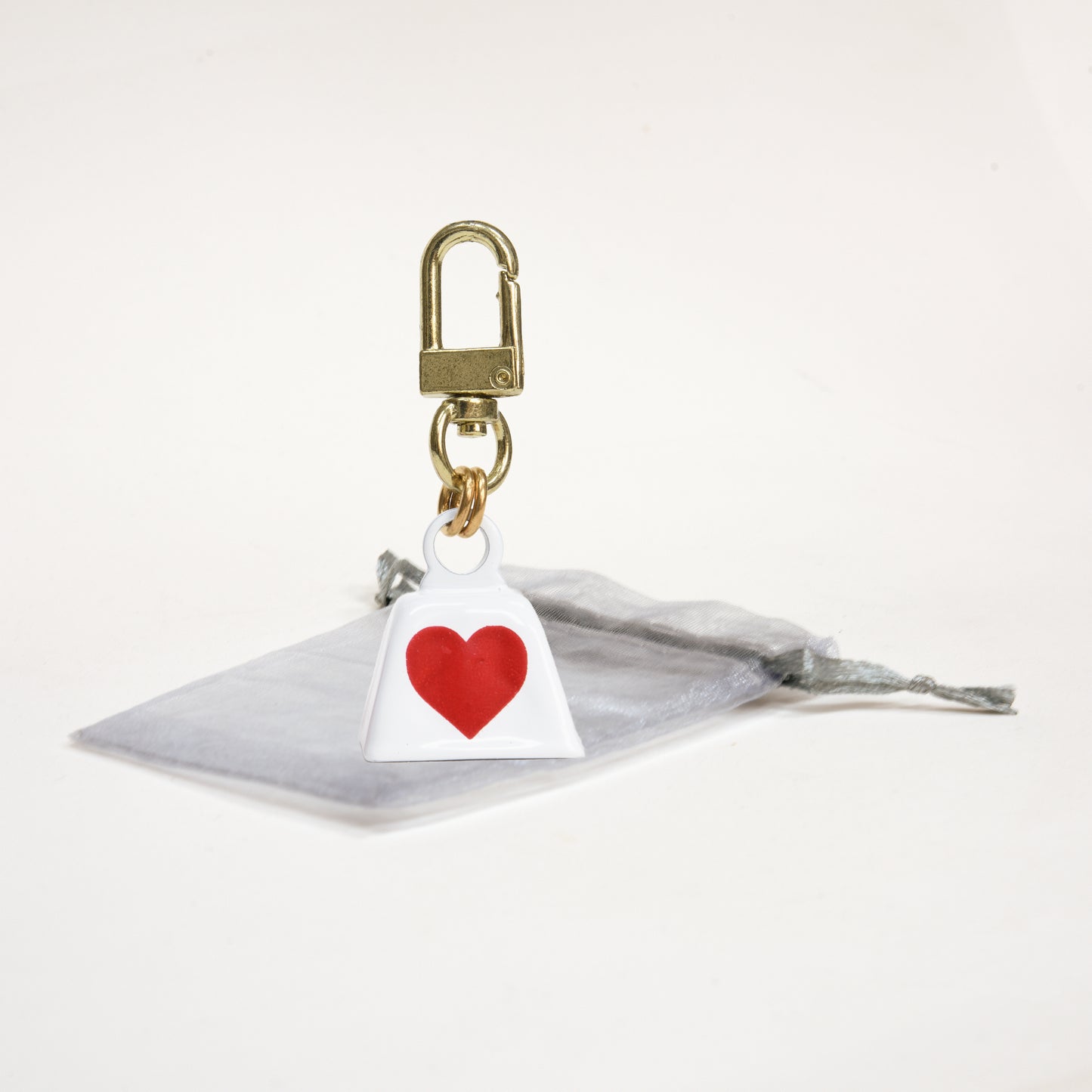 Heart Bell Charm in Organza Bag