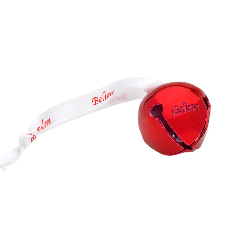 Red Believe Sleigh Bell w/Velvet Bag